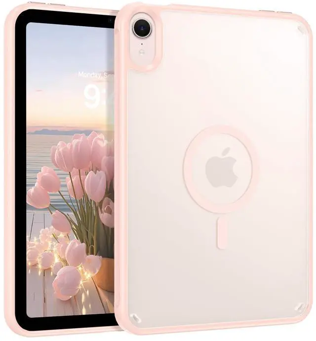 Main image of Telaso for iPad mini 7 A17 Pro 2024/iPad Mini 6 2021 8.3 Inch iPad mini 7th/6th Gen Magnetic Case, Translucent Matte Back Soft TPU Bumper Military Grade Protective Case for iPad mini 7/Mini 6, Pink