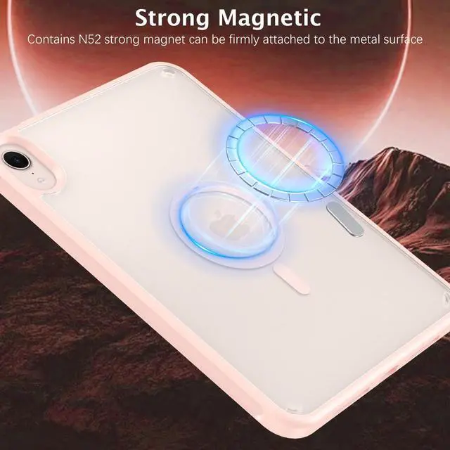 Alt view image 2 of 5 - Telaso for iPad mini 7 A17 Pro 2024/iPad Mini 6 2021 8.3 Inch iPad mini 7th/6th Gen Magnetic Case, Translucent Matte Back Soft TPU Bumper Military Grade Protective Case for iPad mini 7/Mini 6, Pink