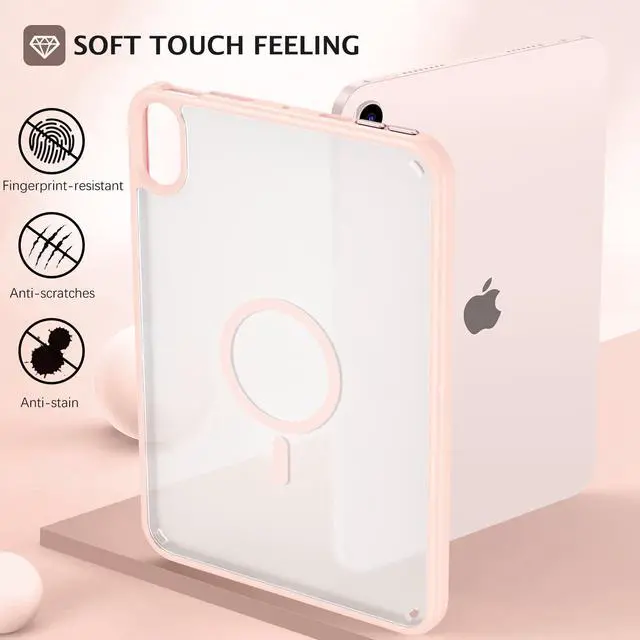 Alt view image 4 of 5 - Telaso for iPad mini 7 A17 Pro 2024/iPad Mini 6 2021 8.3 Inch iPad mini 7th/6th Gen Magnetic Case, Translucent Matte Back Soft TPU Bumper Military Grade Protective Case for iPad mini 7/Mini 6, Pink