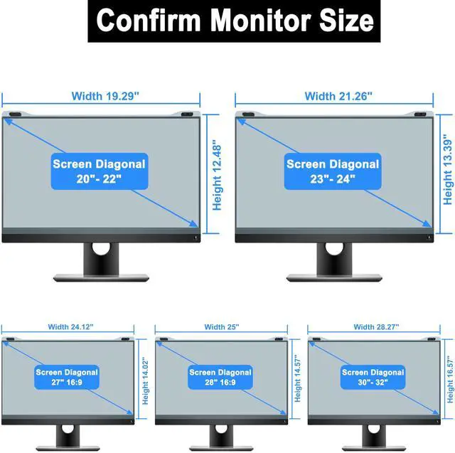 Alt view image 2 of 5 - ZYY 20-22 Inch Anti Blue Light Screen Protector for Diagonal 20,21.5,22 Inch Monitor, Desktop PC UV Blocking Filter (19 5/16 x 12 1/2) for Eye Strain, Hanging Computer Screen Blue Light Blocker