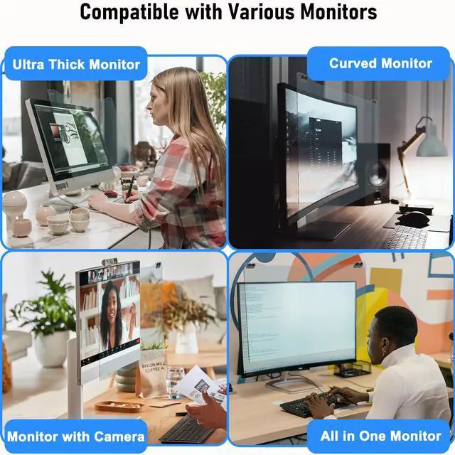 Alt view image 5 of 5 - ZYY 20-22 Inch Anti Blue Light Screen Protector for Diagonal 20,21.5,22 Inch Monitor, Desktop PC UV Blocking Filter (19 5/16 x 12 1/2) for Eye Strain, Hanging Computer Screen Blue Light Blocker