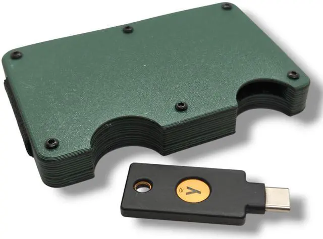 Alt view image 5 of 5 - Wallet Compatible with YubiKey 5C NFC and USB-A/USB-C  Slim Card Holder with Elastic Strap  Holds Security Keys, Bills, and 10+ Cards  Compact Minimalist Design (USB-A, Olive Green)