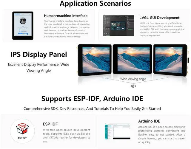 Alt view image 4 of 5 - ESP32-S3 2.8inch Capacitive Display Development Board, ESP32 with 2.8inch IPS Touch Screen 480x640 Resolution, 32-bit LX7 Dual-Core Processor, SPI + RGB Interface, Supports WiFi & Bluetooth