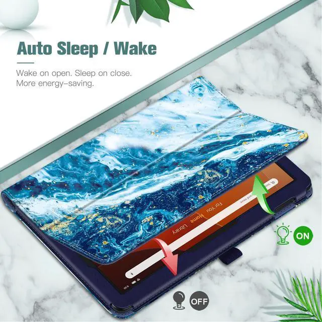 Alt view image 3 of 5 - Fintie Folio Case for All-New Amazon Fire HD 10 and 10 Plus Tablet (13th/11th Generation, 2023/2021 Release) - Slim Fit Standing Cover with Auto Sleep/Wake, Sandy Wave