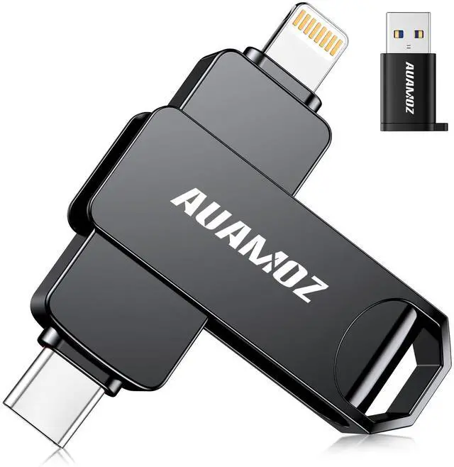 Main image of AUAMOZ 512GB Flash Drive Intended for iPhone, Memory Stick Storage Files Photos Videos Backup, Compatible with iPhone iPad Android PC, Plug and Play, No Application Required (Metal Gray)