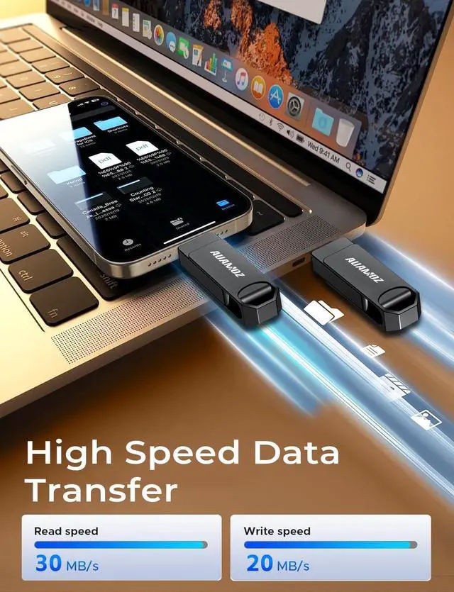 Alt view image 3 of 5 - AUAMOZ 512GB Flash Drive Intended for iPhone, Memory Stick Storage Files Photos Videos Backup, Compatible with iPhone iPad Android PC, Plug and Play, No Application Required (Metal Gray)