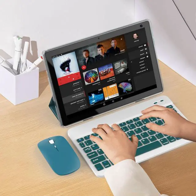 Alt view image 5 of 5 - Android 15 Tablet 10 inch, 2 in 1 Tablet with Keyboard, 6GB RAM+32GB ROM Support 1TB Expandable Tablets PC, Quad-Core CPU, HD Screen, BT, WiFi, Long Battery Life Tablets with Case Mouse Stylus, Navy