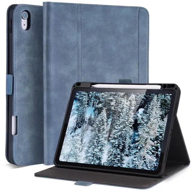 Main image of AsileCuir Handmade Case for iPad Air 13 Inch M3 2025 / M2 2024 A3268 A3269 A2898 A2899 with Pencil Holder Pocket,Multi Angles Stand,Magnetic Closure,Vegan Leather Cover,Auto Sleep/Wake,Blue