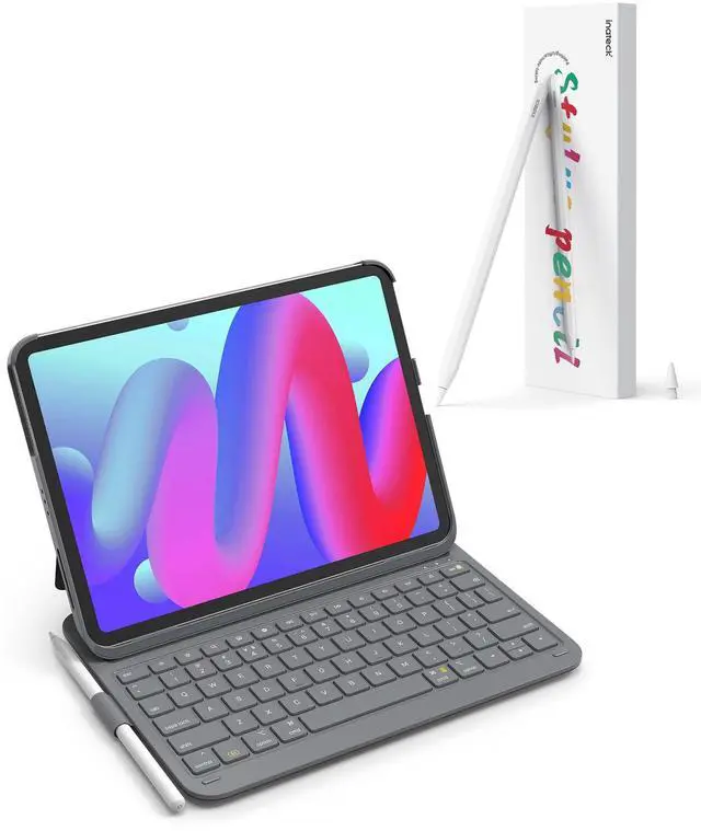 Main image of Inateck iPad 10th Gen Keyboard Case with Stylus Pen,5Mins Fast Charging Pencil with Palm Rejection,Uitralight iPad Keyboard Case for iPad Air 6 2024 11",BK2007 Gray
