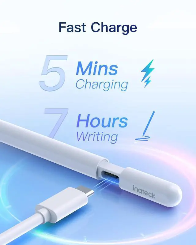 Alt view image 2 of 5 - Inateck iPad 10th Gen Keyboard Case with Stylus Pen,5Mins Fast Charging Pencil with Palm Rejection,Uitralight iPad Keyboard Case for iPad Air 6 2024 11",BK2007 Gray