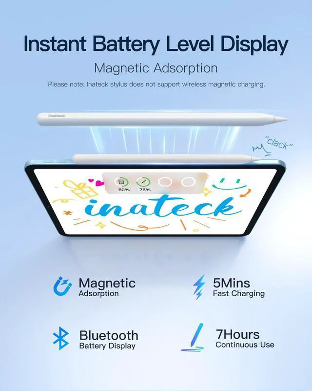 Alt view image 3 of 5 - Inateck iPad 10th Gen Keyboard Case with Stylus Pen,5Mins Fast Charging Pencil with Palm Rejection,Uitralight iPad Keyboard Case for iPad Air 6 2024 11",BK2007 Gray