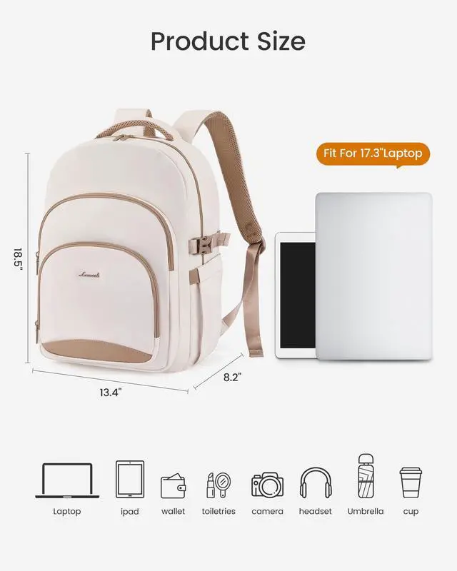 Alt view image 5 of 5 - LOVEVOOK Laptop Backpack for Women, 17-Inch Work Backpack, Back to School Bookbag for College Student Teen Girls, Casual Personal Item Travel Bag Business Computer Daypack for Teacher Nurse, Gift