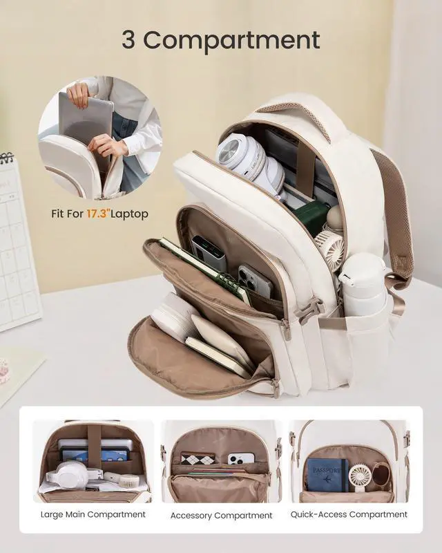 Alt view image 2 of 5 - LOVEVOOK Laptop Backpack for Women, 17-Inch Work Backpack, Back to School Bookbag for College Student Teen Girls, Casual Personal Item Travel Bag Business Computer Daypack for Teacher Nurse, Gift