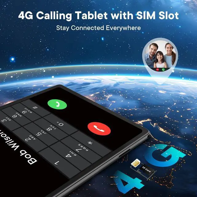 Alt view image 2 of 5 - HAOVM 8 Inch Tablet Android 15,4G SIM Unlocked Tablet, Octa-Core CPU 2.0GHz, 12 GB+64 GB, TF Expandable, IPS Display, 5G WiFi, 5MP+8MP Dual Cameras,5100mAh, GPS, Blue Case