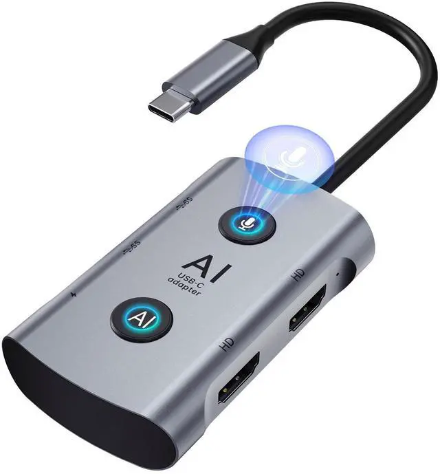 Main image of AI Language Translator & Voice Transcription Dock, TOPOINT 7-in-1 USB C Hub Laptop Docking Station with Dual 4K Monitor, 100W PD Charging for MacBook Dell HP, Home Office Remote Work Business Travel