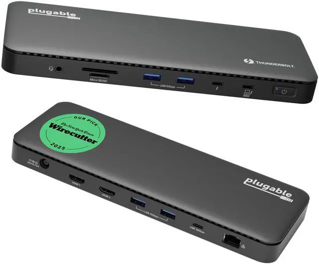 Main image of Plugable Thunderbolt 4 Dock with 100W Charging, Thunderbolt Certified, Laptop Docking Station Dual Monitor Single 8K or Dual 4K HDMI for Windows and Mac, 4X USB, Gigabit Ethernet (TBT4-UD5)