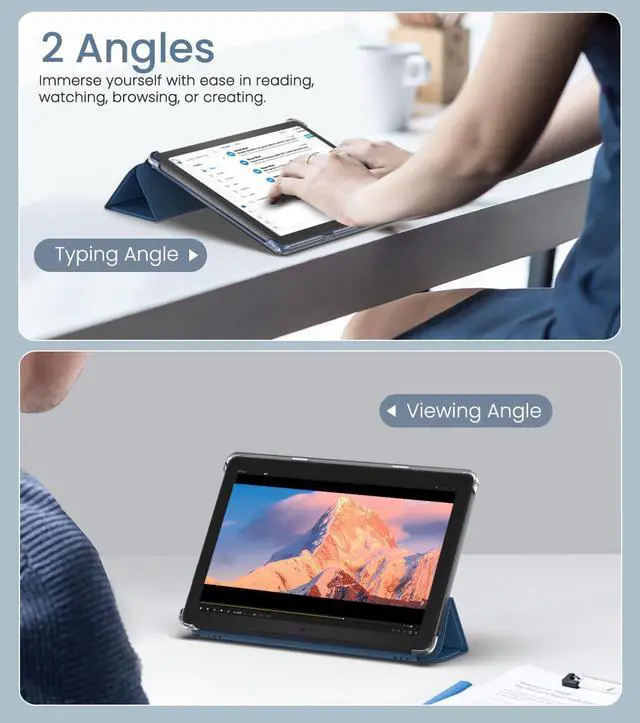 Alt view image 3 of 5 - MoKo Case for All-New Amazon Kindle Fire HD 10 Tablet (13th Generation, 2023 Release) 10.1", PU Leather Trifold Stand Cover for Fire Tablet 10 2023, Auto Wake/Sleep, Dark Sea Blue