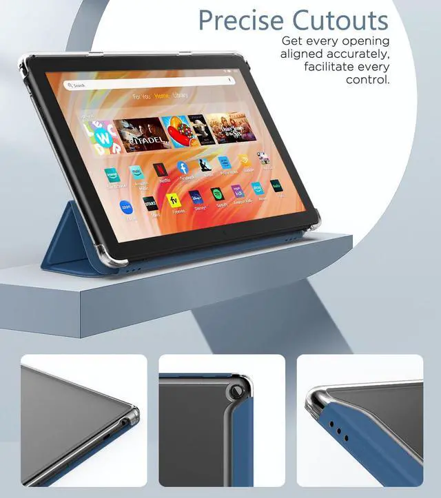 Alt view image 5 of 5 - MoKo Case for All-New Amazon Kindle Fire HD 10 Tablet (13th Generation, 2023 Release) 10.1", PU Leather Trifold Stand Cover for Fire Tablet 10 2023, Auto Wake/Sleep, Dark Sea Blue