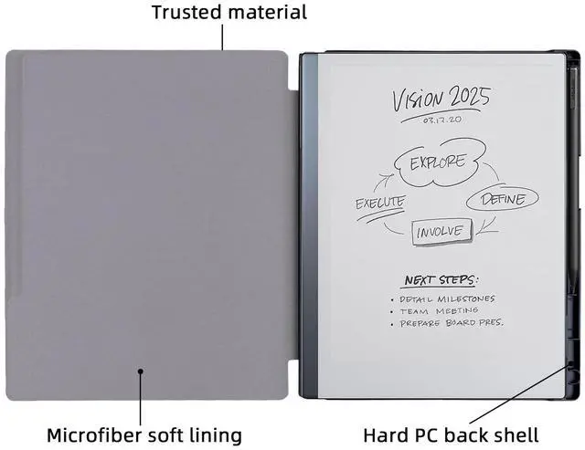 Alt view image 5 of 5 - WALNEW Case for Remarkable 2 Tablet with Pen Holder & Built-in Magnet, Lightweight PU Leather Book Folio Protective Cover Only for 10.3" Remarkable 2 Original Paper Tablet 2020 Released