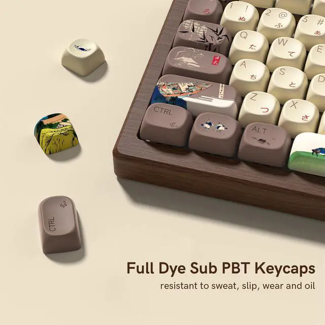 Alt view image 5 of 5 - COSTOM Cute PBT Keycaps - Custom Japanese Fuji MOA Profile Keyboard Key Caps 60 65 75 100 Percent, Colorful Dye-sub Round PBT Keycap Set(132 Keys) for Full-size/TKL/75%/65%/60% Mechanical Keyboard
