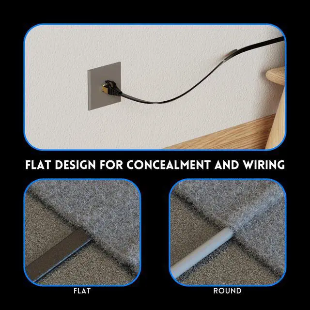 Alt view image 5 of 5 - Cat 7 Shielded Ethernet Patch Cable 100 ft Black (Highest Speed Cable) Cat7 Flat Internet Network Cables with Snagless RJ45 Connector for Modem, Router, LAN, Computer + Free Clips and Straps