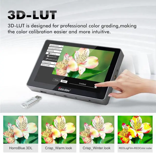 Alt view image 4 of 5 - Desview R705 Camera Field Monitor, 7 inch Touch Screen Field Full HD 1920x1200IPS 4K HDMI with 3D LUT Waveform Peaking Focus Assist Video for DSLR