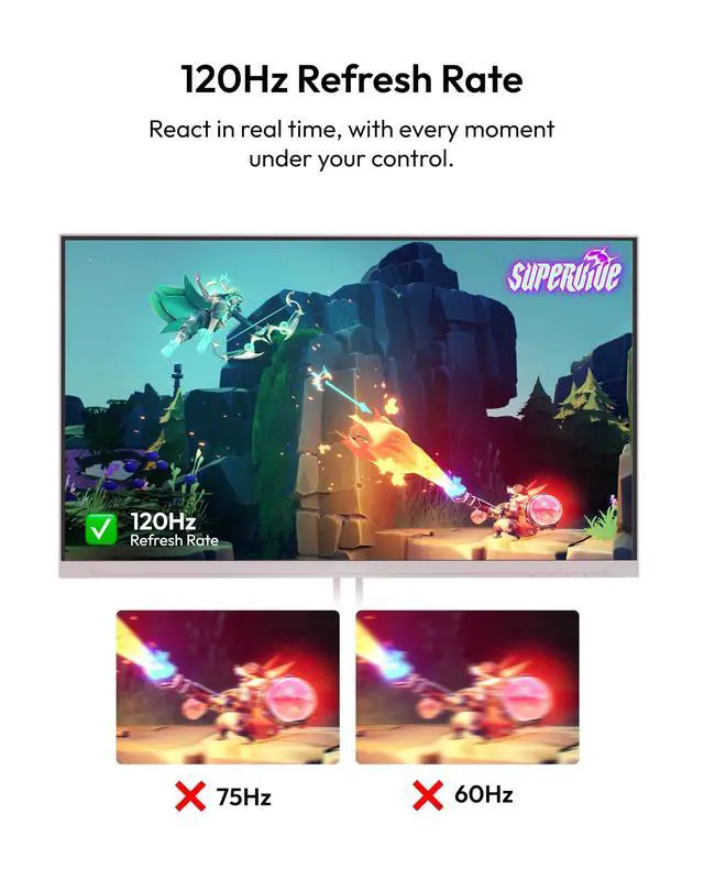 Alt view image 3 of 5 - Pixio PX246 Wave Pink 24 inch 120Hz Refresh Rate FHD 1080p Resolution IPS Panel 4ms GTG Response Time Gaming Monitor with Adaptive Sync