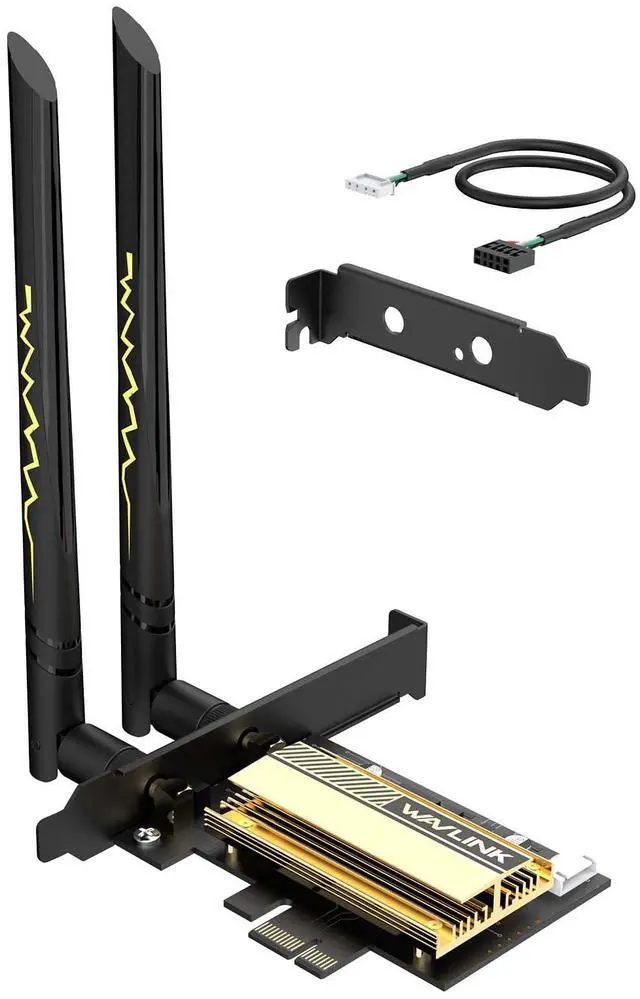 Main image of WAVLINK AXE5400 PCIe WiFi 6E WiFi Card, 2025 Tri-Band Wireless Network Card with Bluetooth 5.3, AX210 Chip, MU-MIMO, WPA3, OFDMA, Low-Profile Bracket, Heat Sink