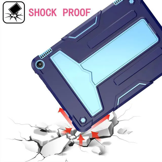 Alt view image 5 of 5 - Epicgadget Case for Amazon Fire HD 10 and Fire HD 10 Plus (11th Generation, 2021 Released) - Heavy Duty Shockproof Hybrid Case with Kickstand + 1 Screen Protector Film and 1 Stylus (Navy Blue/Blue)