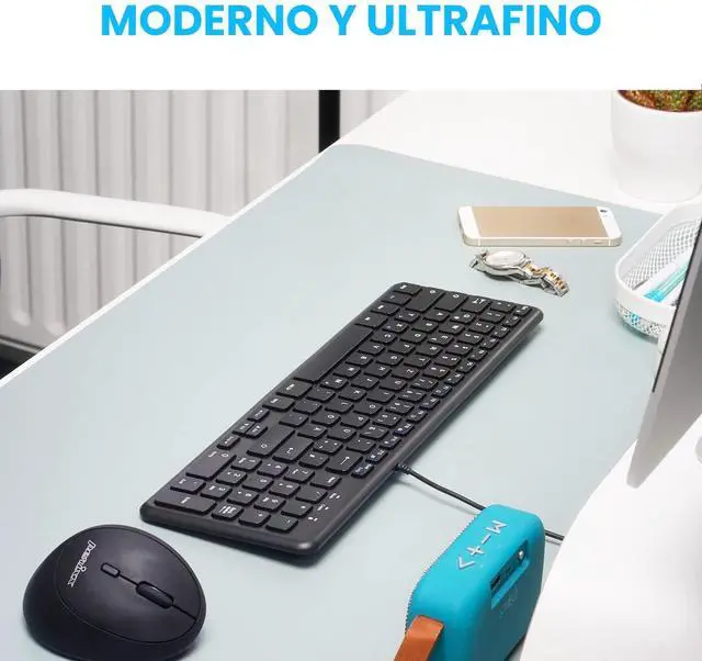 Alt view image 3 of 5 - Perixx PERIBOARD-213B ES Teclado con Cable USB y Teclas Multimedia - Las teclas con mecanismo de tijera y Bajo perfil - Español QWERTY