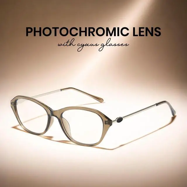 Alt view image 4 of 5 - Cyxus Photochromic Glasses for Women Men UV Protection with Blue Light Blocking8257i39 Olive Green