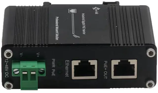 Main image of Industrial Gigabit PoE+ Injector -IEEE 802.3at/af Compliant, 10/100/1000Mbps RJ-45,Outdoor Rated 30W PoE+ Power Hardened POE Adapter with 12-48V DC Input DIN- Rail, Wall Mount