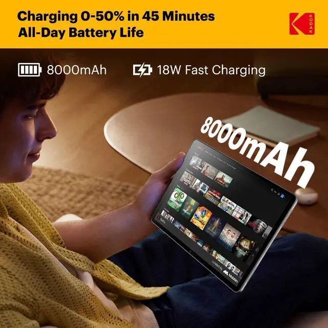 Alt view image 4 of 5 - KODAK Tablet K12 12" FHD, 128GB Android Tablet, Octa-Core, 2000 * 1200 FHD Display, 8000mAh Battery, Dual WiFi, Dual Cameras 5+13+2MP, Android 15