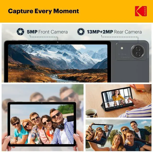 Alt view image 5 of 5 - KODAK Tablet K12 12" FHD, 128GB Android Tablet, Octa-Core, 2000 * 1200 FHD Display, 8000mAh Battery, Dual WiFi, Dual Cameras 5+13+2MP, Android 15