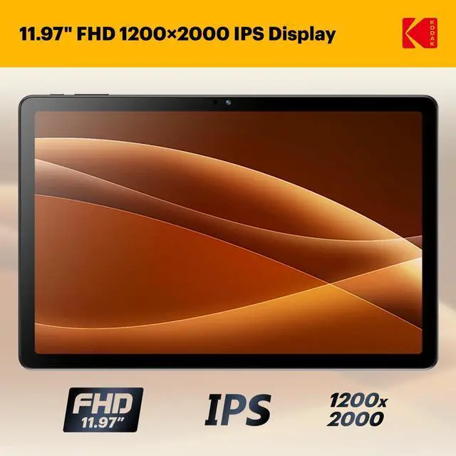 Alt view image 3 of 5 - KODAK Tablet K12 12" FHD, 128GB Android Tablet, Octa-Core, 2000 * 1200 FHD Display, 8000mAh Battery, Dual WiFi, Dual Cameras 5+13+2MP, Android 15