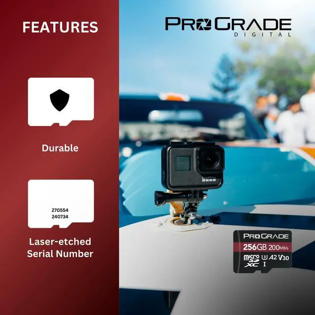 Alt view image 4 of 5 - ProGrade Digital microSD Memory Card - V30 microSD Card for DSLR and Action Cameras - High Speed Transfer of Files & Large Storage - Up to 200MB/s Read Speed (256GB)