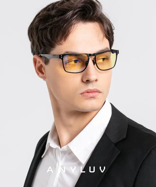 Alt view image 2 of 5 - ANYLUV Blue Light Glasses Men/Women, Al-Mg Metal Computer Blue Light Blocking Glasses, Relieve Eyestrain and Eye Protection