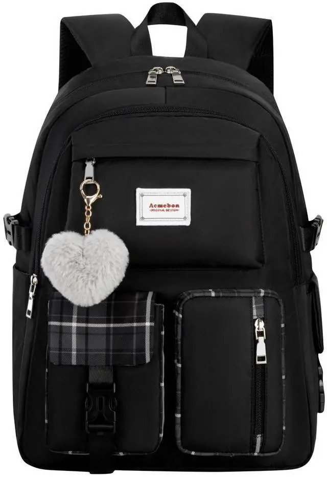 Main image of Acmebon Girl Roomy Fashion Laptop Backpack Casual Daily Backpack for Women Black