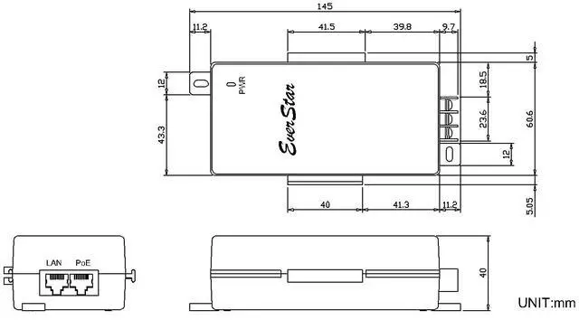 Alt view image 5 of 5 - EverStar iPoE-35W56GDW-at Gigabit | 9-36V DC in | 56V 0.625A/35W DC PoE+ Out | DC-DC convertor + 802.3at PoE+ Mode A&B Injector for ePMP2000/3000, Force400/425, Q61 | Black