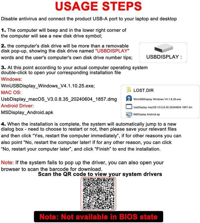 Alt view image 3 of 5 - THANDBLE 4 in 1 USB to Dual HDMI Adapter 1080P 60Hz, USB A 3.0 to HDMI Adapter for Laptop, PC, Desktop, Compatible with Mac OS, Windows 7/8/10/11 - Requires Driver Installation
