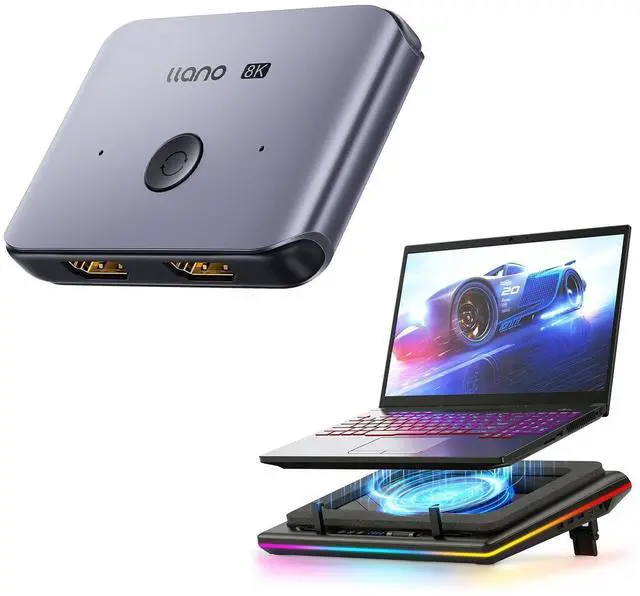 Main image of llano V12 RGB Laptop Cooling Pad and HDMI 2.1 Switch 8K@60Hz 4K@120Hz