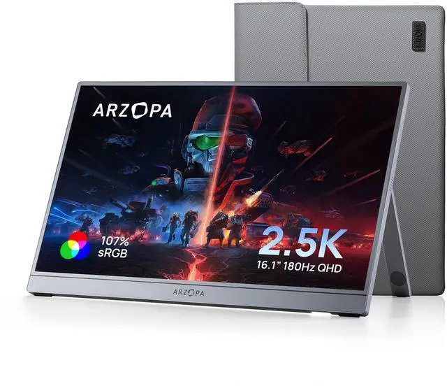 Main image of ARZOPA 16.1'' 180Hz 2.5K Portable Monitor, 2560x1440 QHD 107% sRGB Kickstand Portable Gaming Monitor with HDR, Ultra Slim, Eye Care, External Second Screen for Laptop, PC, PS5, Mac, Xbox-Z3FC