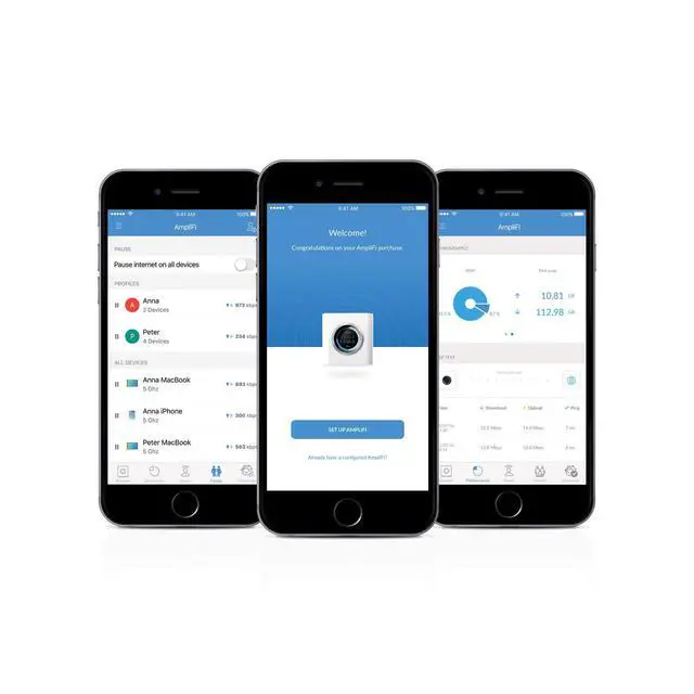 Alt view image 4 of 5 - AmpliFi HD Wifi Router by Ubiquiti Labs, Seamless Whole Home Wireless Internet Coverage, HD Wifi Router with Touchscreen Display, 4 Gigabit Ethernet, 1 WAN Port, Ethernet Cable, Expandable Mesh System