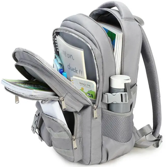 Alt view image 5 of 5 - abshoo Large Heavy Duty Backpack For School College Bookbag Casual Multi Pocket Travel Backpacks (Grey)