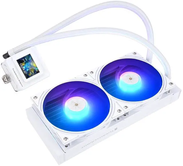 Alt view image 4 of 5 - Thermalright FW SE 240 ARGB White CPU Water Cooler with 2 PWM ARGB Fans with 2000RPM,IPS LCD Screen with 320*240 Resolution,Liquid CPU Cooler with 2-in LCD Display,PC Cooler for AM5,Intel LGA1851/1700