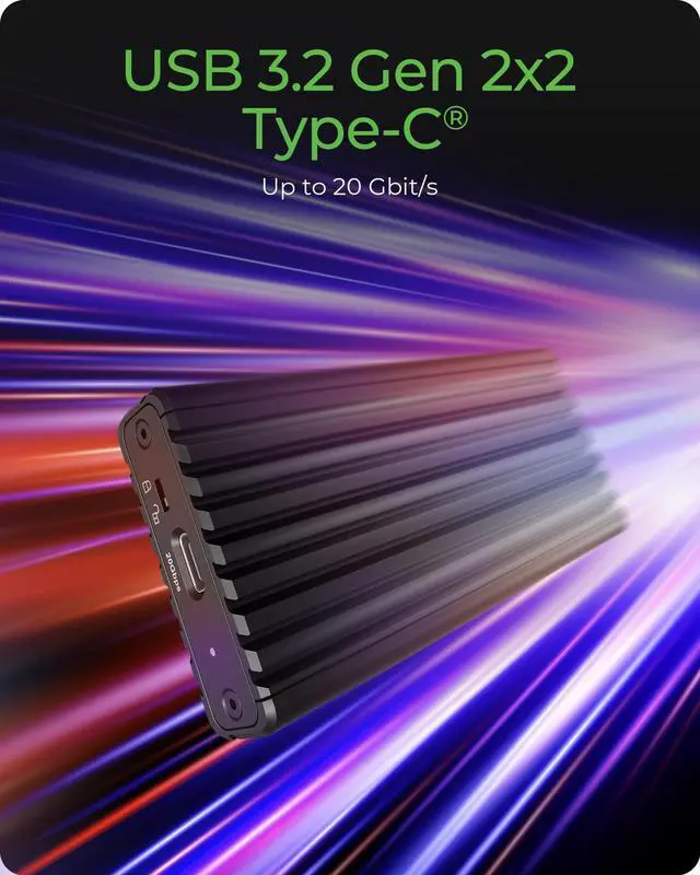 Alt view image 2 of 5 - 20Gbps M.2 NVMe SSD Enclosure, ICY BOX USB C External NVMe M.2 Enclosure with USB C 3.2 Gen 2x2, Tool-Free Case, Compatible with 2230/2242/2260/2280 Drives  Aluminum, Plug & Play