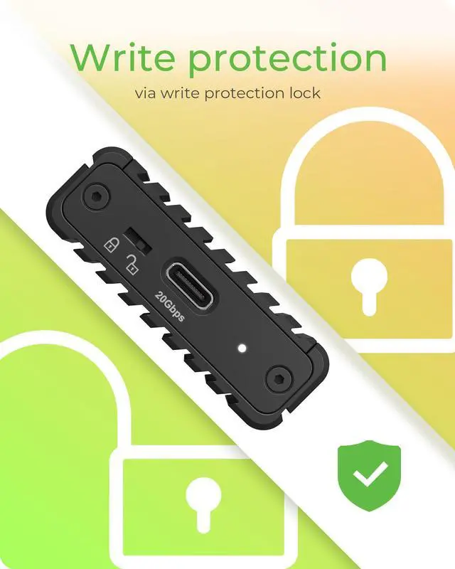 Alt view image 5 of 5 - 20Gbps M.2 NVMe SSD Enclosure, ICY BOX USB C External NVMe M.2 Enclosure with USB C 3.2 Gen 2x2, Tool-Free Case, Compatible with 2230/2242/2260/2280 Drives  Aluminum, Plug & Play