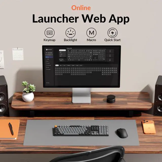 Alt view image 3 of 5 - Keychron K5 Version 2 Wireless Bluetooth 5.2 Mechanical Keyboard, Low Profile Milk POM Switch 100% Full-Size Layout QMK Programmable, White Backlit with Shine-Through Keycaps for Mac Windows Linux