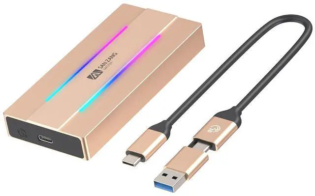 Main image of RGB M.2 NVME SSD Enclosure for Gaming, USB 3.1 Gen 2(10 Gbps) Type C to NGFF NVME PCIe M-Key(B&M Key) External Solid State Drive Enclosure, Support UASP Trim for SSDs Size 2280/2260/2242/2230