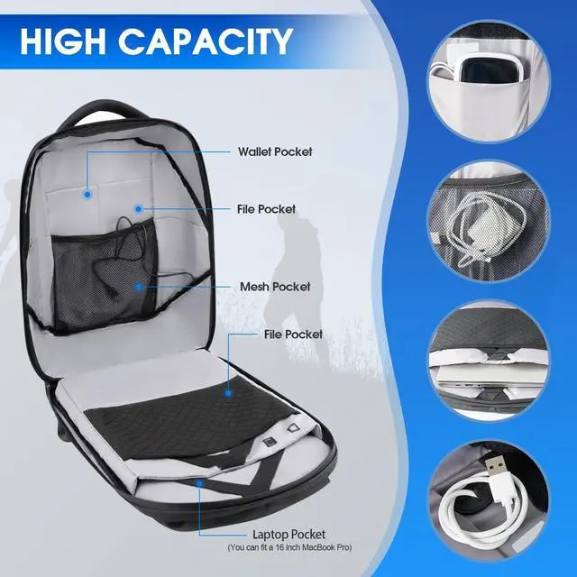 Alt view image 5 of 5 - AUTOBABA LED Backpack with Full-color Programmable Screen, App Control Laptop Backpack, Waterproof Luggage Bag for Camping Cycling Travelling, DIY Fashion Backpack